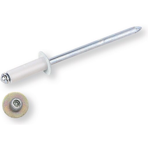 Rivet aveugle tête plate bombée 4,0x18 aluminium/acier blanc